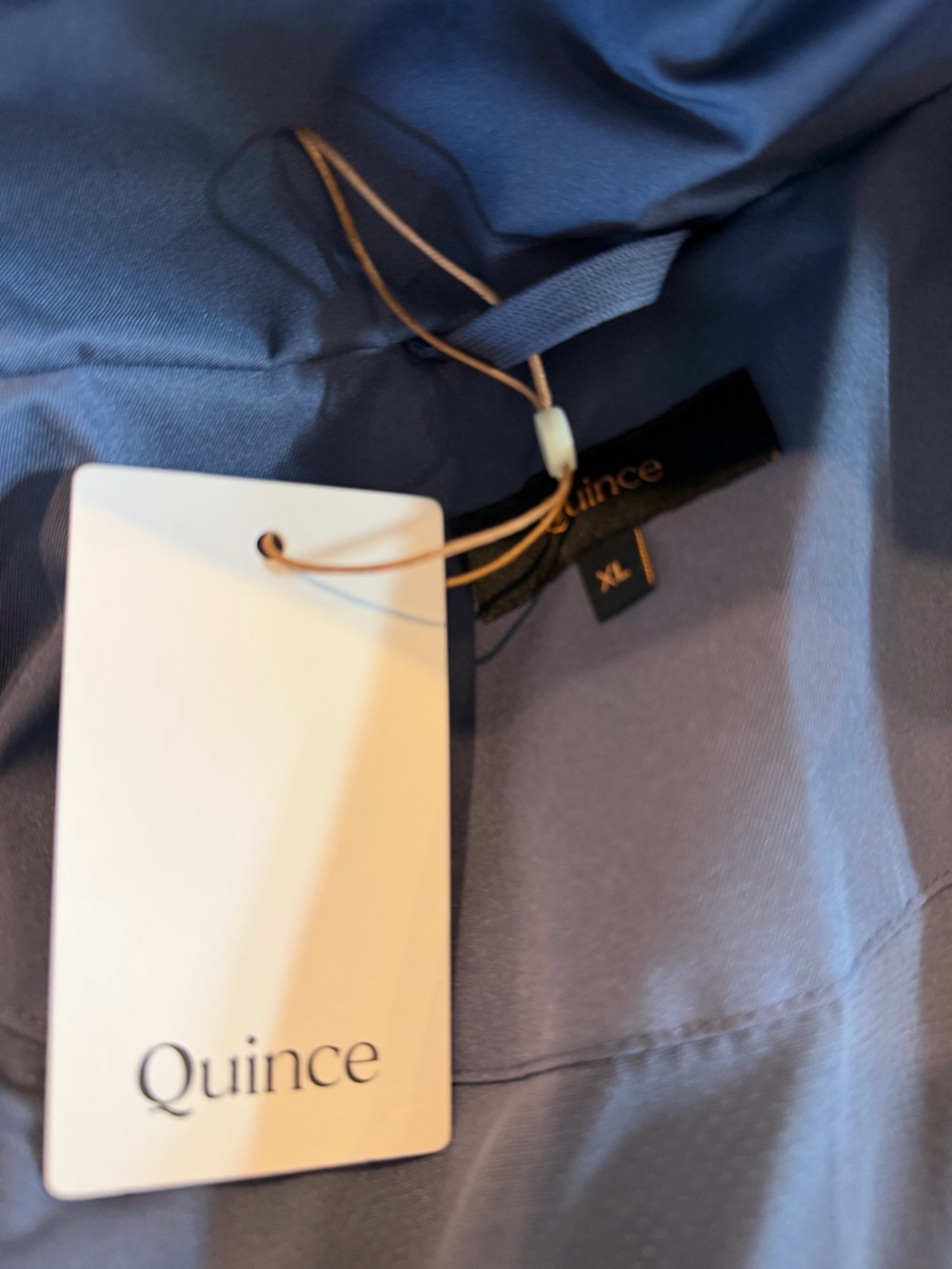 Quince Weatherproof Long Hooded Rain Trench Coat Storm Blue XL - Picture 8 of 8